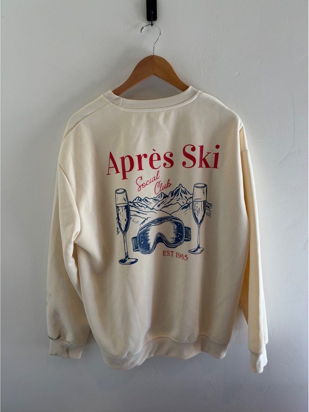 Après Ski Social Club Oversized Sweatshirt Cream XL Ski Graphic